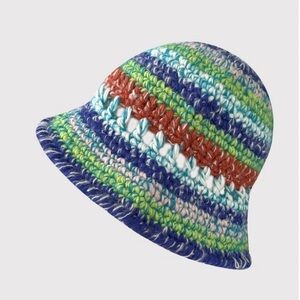 Crochet Striped Bucket Hat - Multicolour